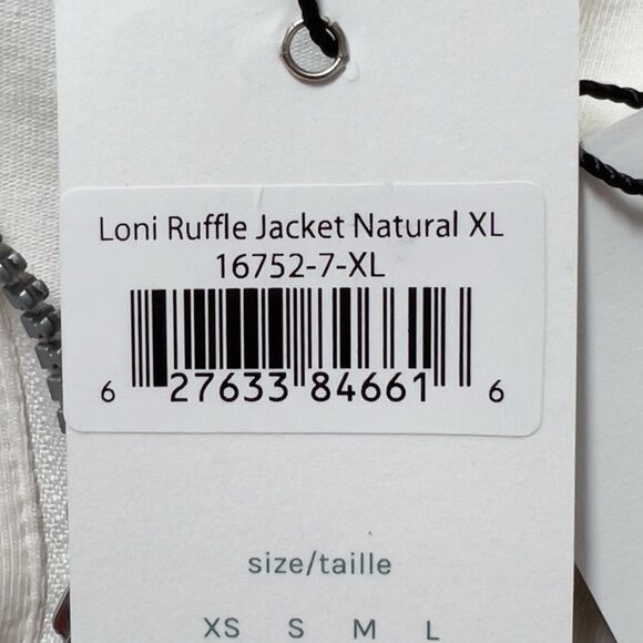 Neon Buddha Loni Zip Up Ruffle Jacket Womens Sz XL Beige Lightweight - Picture 9 of 14